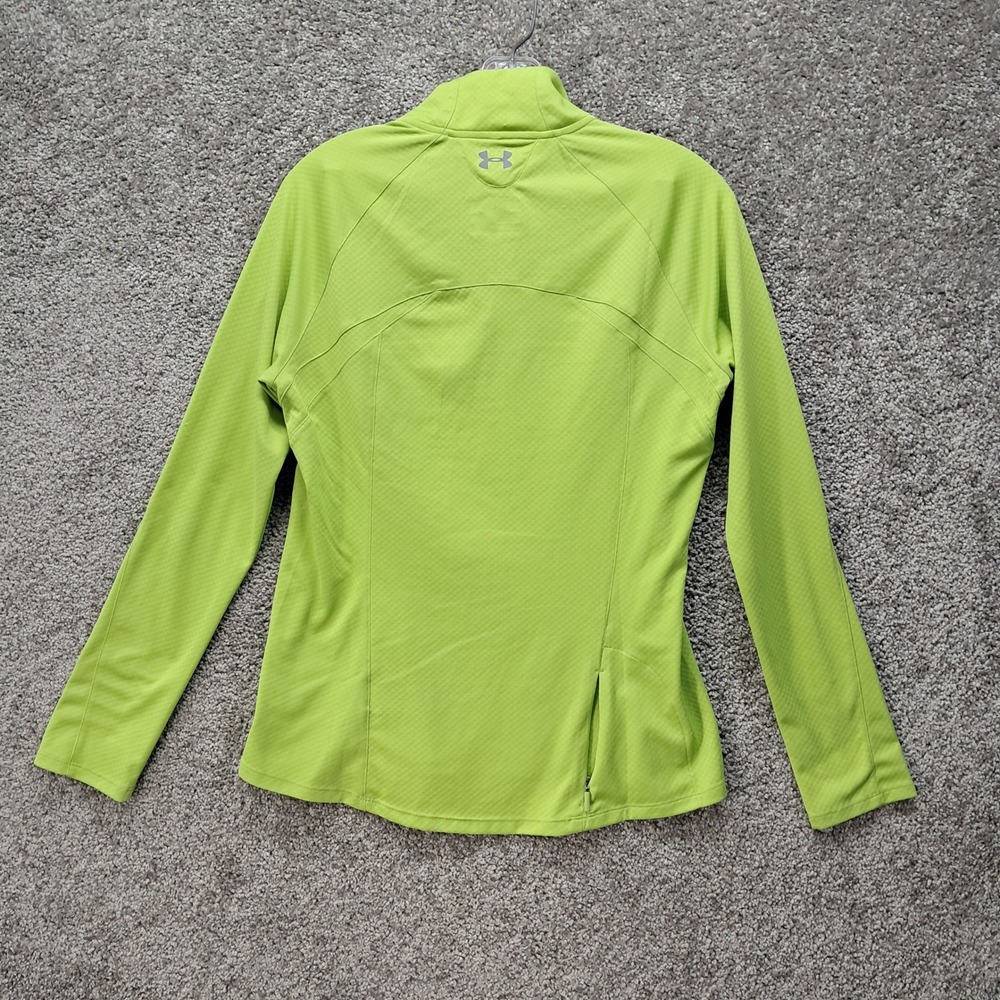 Under Armour Womens HeatGear Lime Green Quarter Zip Pullover Semi-Fitted Medium - Picture 4 of 8
